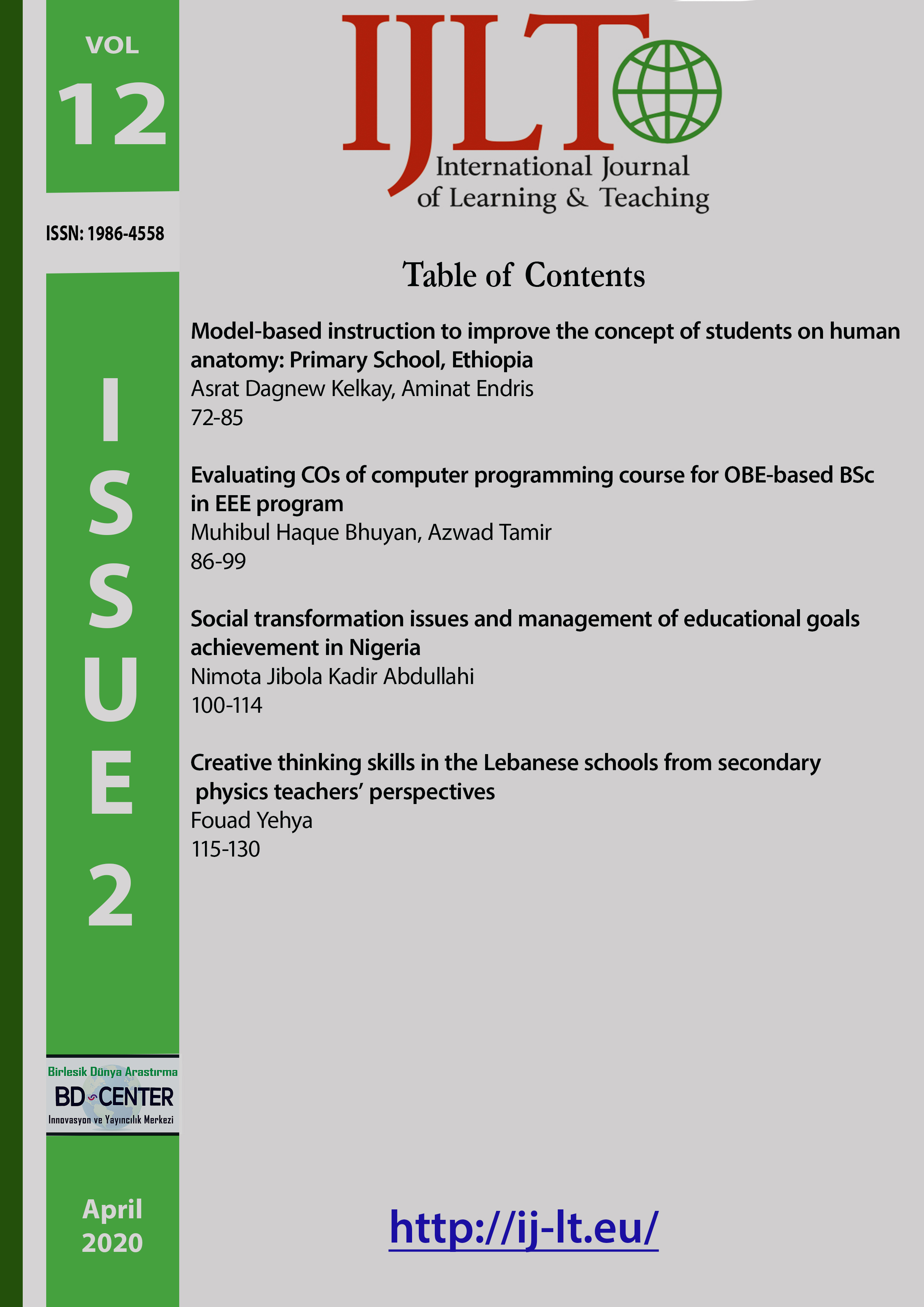 International Journal of Learning and Teaching-Asos İndeks