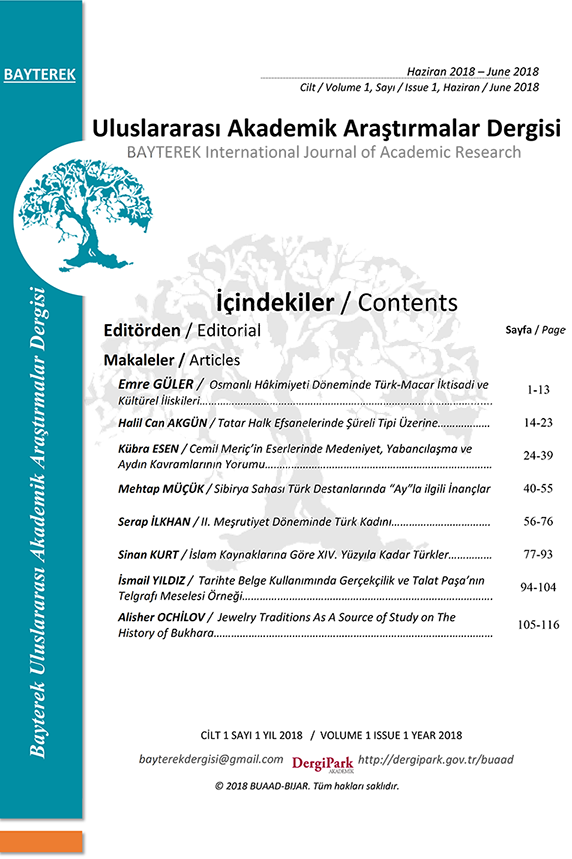 Bayterek Uluslararası Akademik Araştırmalar Dergisi-Asos İndeks